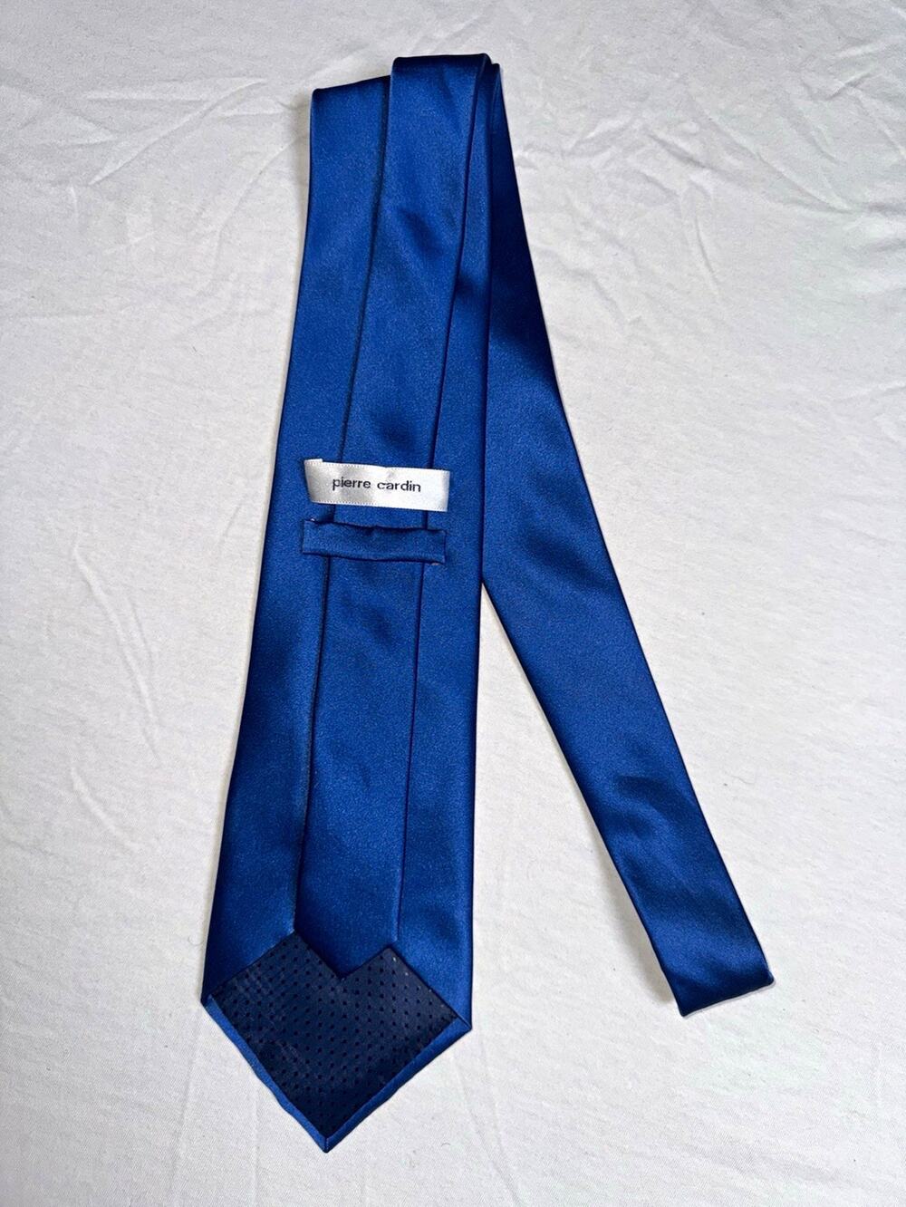 Pierre Cardin Men's Neck Tie Blue Solid Pattern Men's Dress Tie
